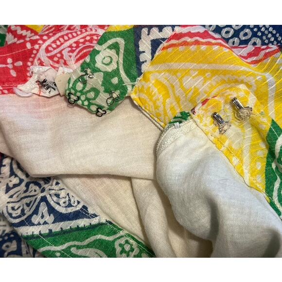 Retro 70s Malbe Maxi Skirt Vtg Sz 7 Bandana Print Red Green Primary Boho Hippy - Picture 7 of 14